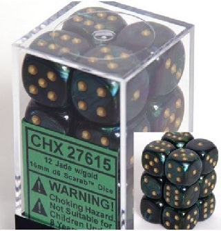 SCARAB 12D6 JADE/GOLD 16MM