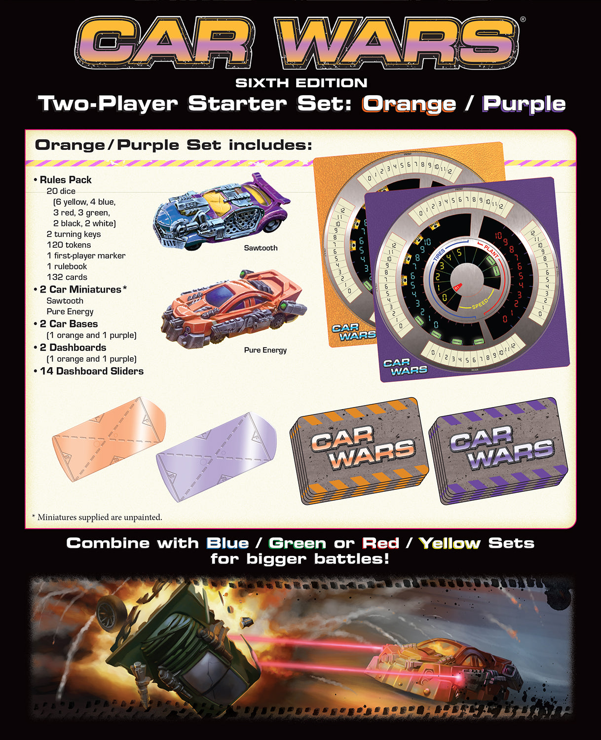 CAR WARS 6E 2-PLAYER STARTER SET ORANGE/PURPLE