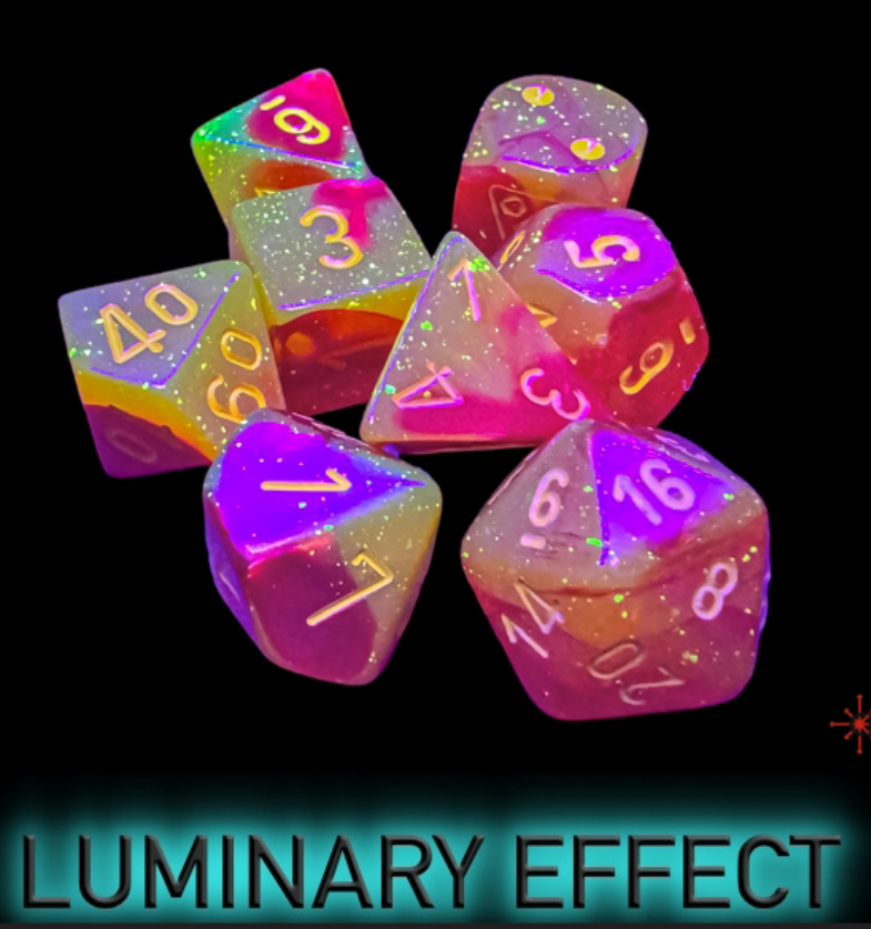 GEMINI 7-DIE SET POLYHEDRAL RED/YELLOW LUMINARY (WITH BONUS DIE)