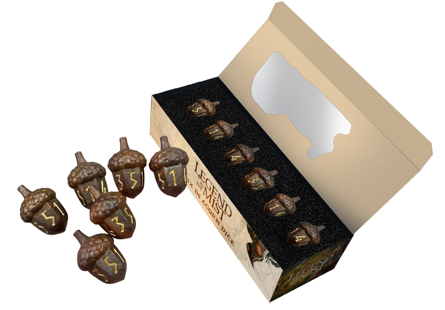 LEGEND IN THE MIST RESIN D6 ACORN DICE SET