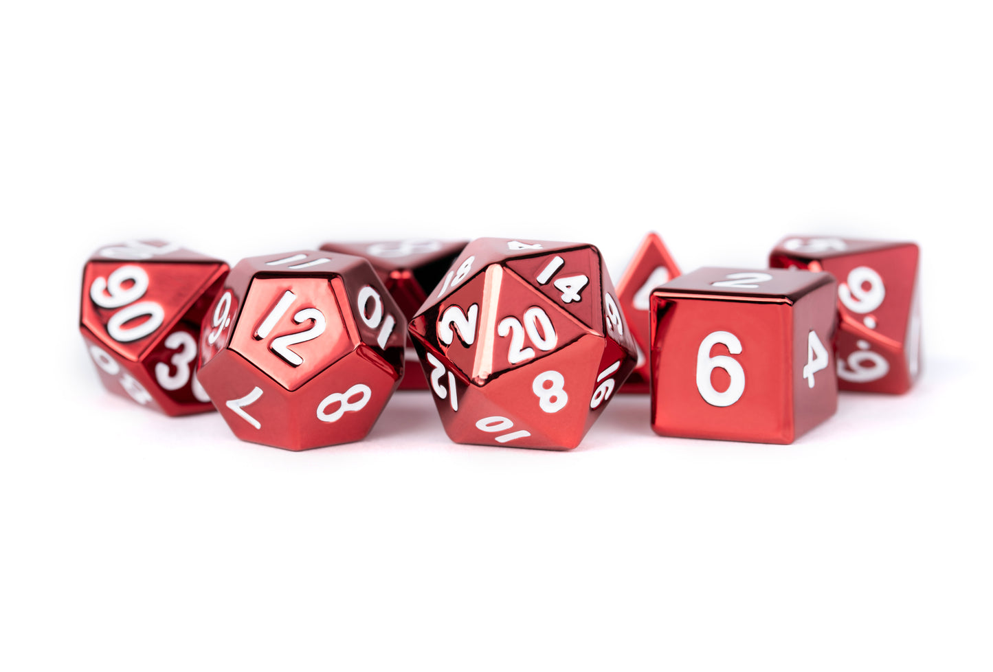 METAL 7 DICE SET RED 16MM