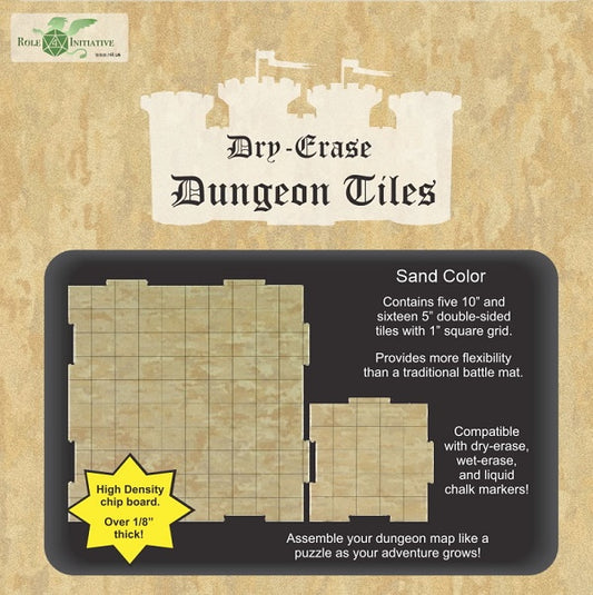 Dry Erase Dungeon Tiles SAND COLOR - Pack of 5 10" and 16 5” square tiles