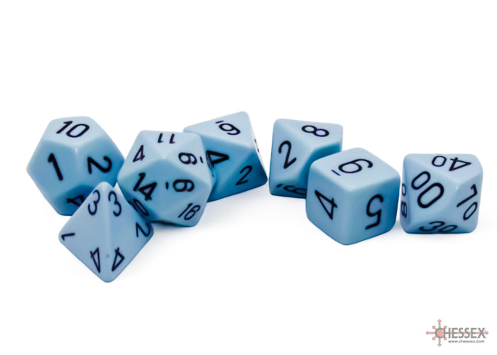 OPAQUE 7-DIE SET POLYHEDRAL PASTEL BLUE/BLACK
