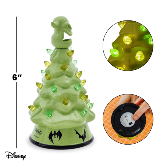 HOLIDAY LIGHT UP CERAMIC CHRISTMAS TREE 6” DISNEY NIGHTMARE BEFORE CHRISTMAS OOGIE BOOGIE