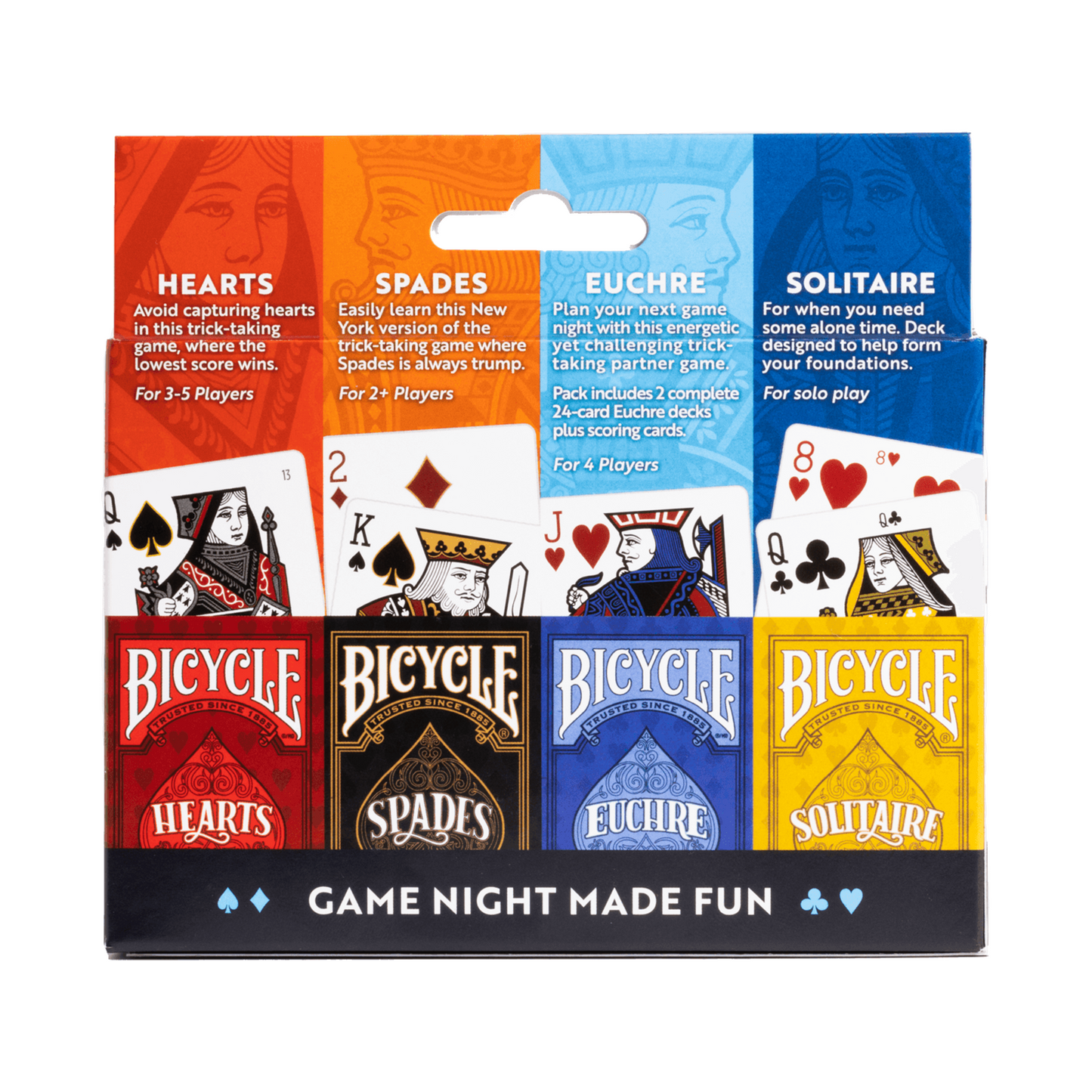 BICYCLE 4-GAME PACK (HEARTS/SPADES/EUCHRE/SOLITAIRE)
