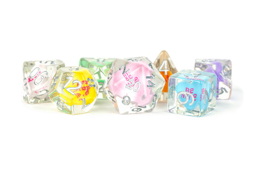 RESIN 7 DICE SET LOVE INCLUSION 16MM