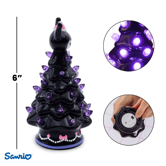 HOLIDAY LIGHT UP CERAMIC CHRISTMAS TREE 6” HELLO KITTY KUROM