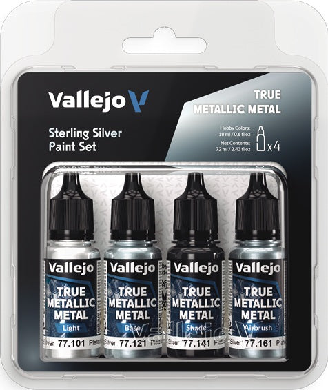VALLEJO: TRUE METALLIC METAL STERLING SILVER PAINT SET