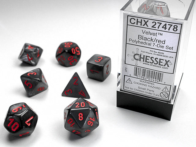 VELVET 7-DIE SET BLACK/RED