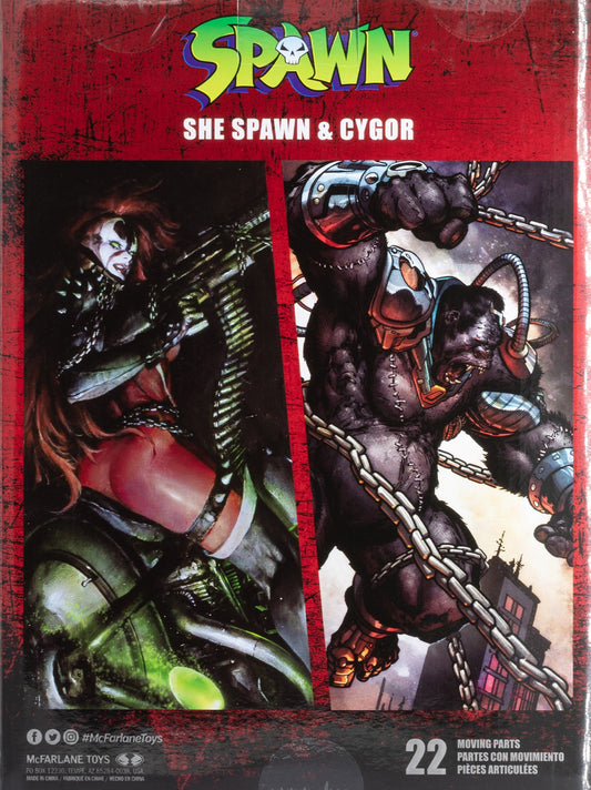 SPAWN 7IN WITH MEGAFIG 2PK - SHE SPAWN/CYBORG GL