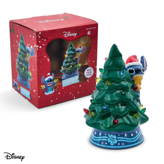 HOLIDAY LIGHT UP CERAMIC CHRISTMAS TREE 6” DISNEY LILO & STITCH