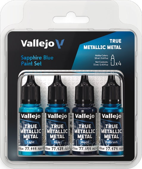 VALLEJO: TRUE METALLIC METAL SAPPHIRE BLUE PAINT SET