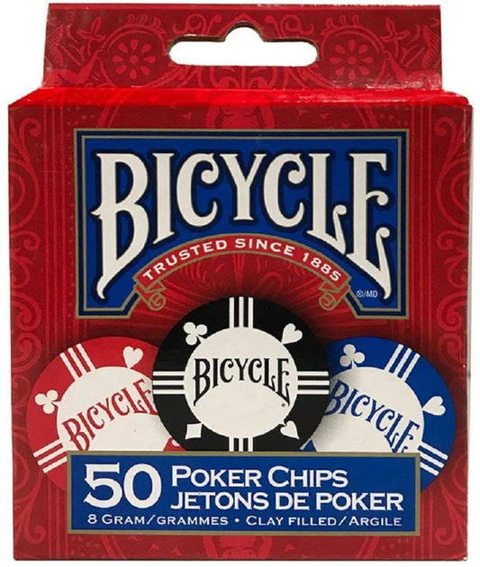 BICYCLE - 8 GRAM CLAY POKER CHIPS 50CT