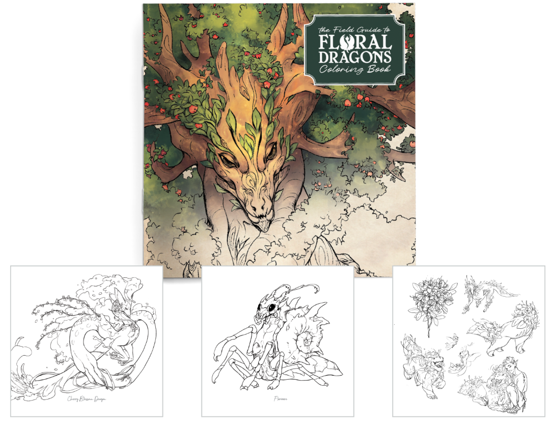 THE FIELD GUIDE TO FLORAL DRAGONS COLOURING BOOK