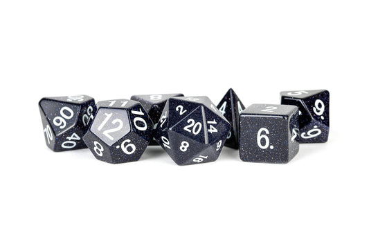 STONE 7 DICE SET BLUE SANDSTONE 16MM