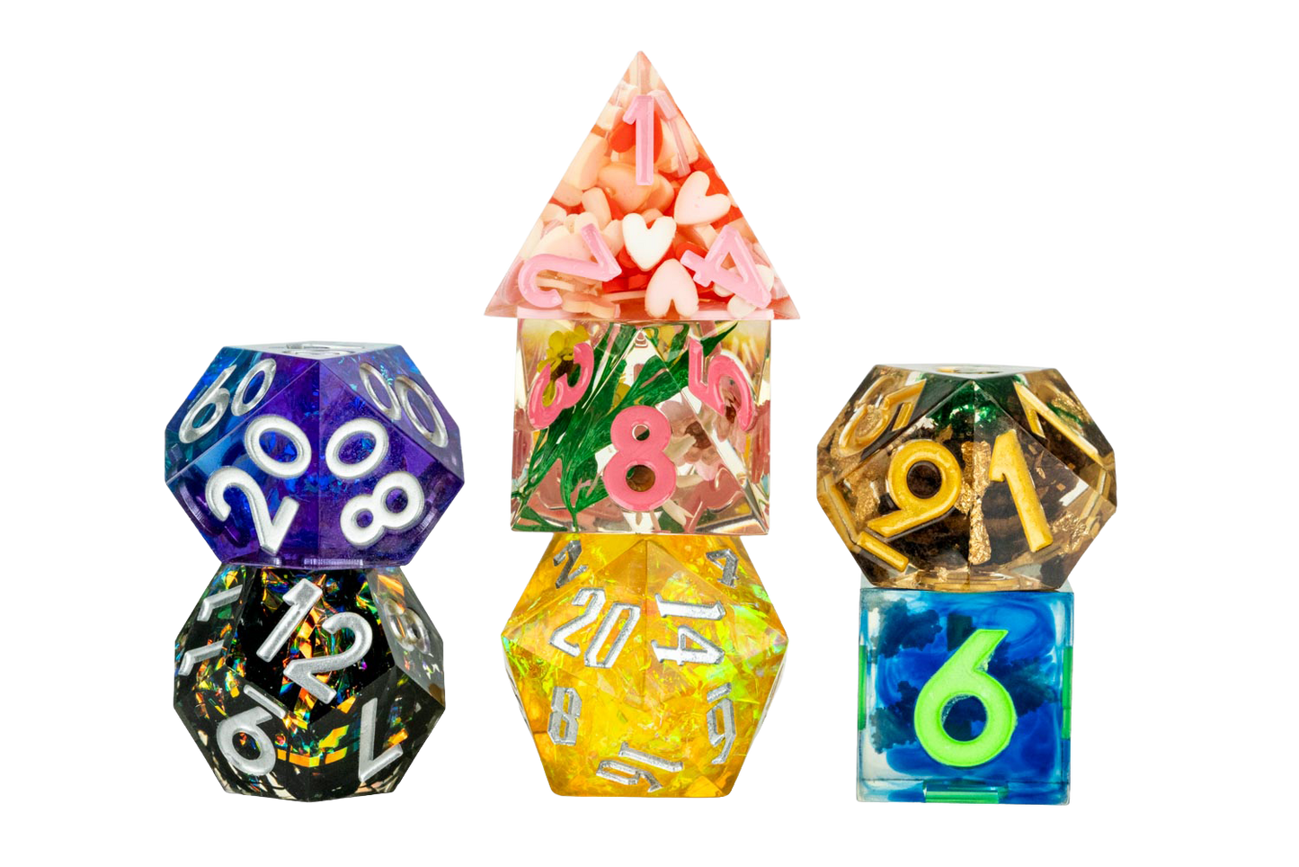 MYSTERY MISFIT SHARP EDGE RESIN POLYHEDRAL DICE SET