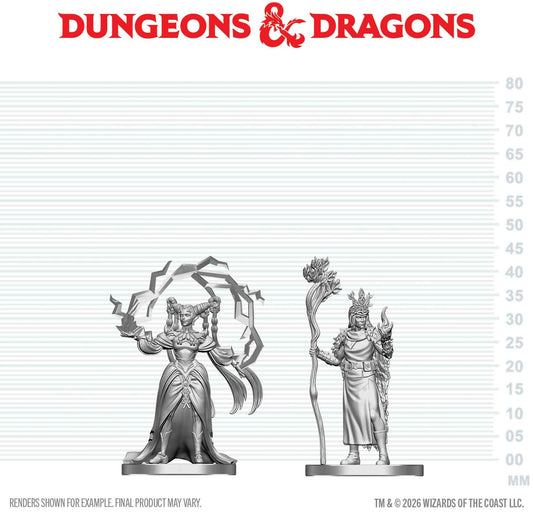 DND UNPAINTED MINIS WV29 HUMAN DRUID & ELF SORCERER