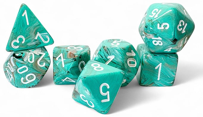 MARBLE 7-DIE SET MEGA-HEDRAL OXI-COPPER/WHITE
