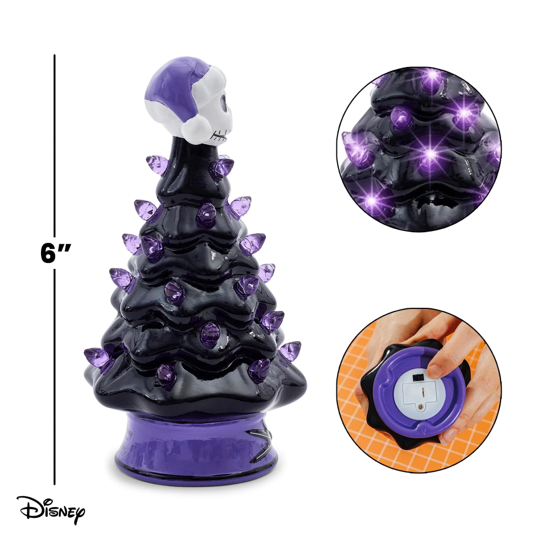 HOLIDAY LIGHT UP CERAMIC CHRISTMAS TREE 6” DISNEY NIGHTMARE BEFORE CHRISTMAS JACK SKELLINGTON