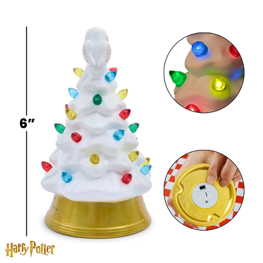 HOLIDAY LIGHT UP CERAMIC CHRISTMAS TREE 6” HARRY POTTER HEDWIG