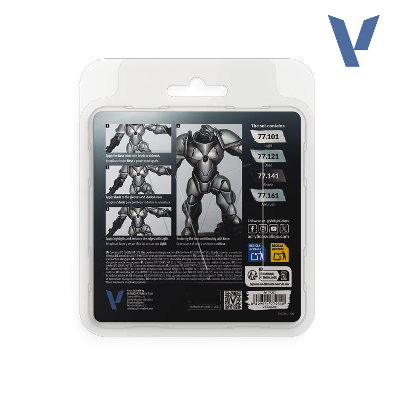 VALLEJO: TRUE METALLIC METAL STERLING SILVER PAINT SET