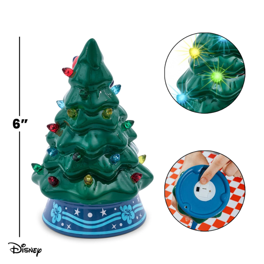 HOLIDAY LIGHT UP CERAMIC CHRISTMAS TREE 6” DISNEY LILO & STITCH