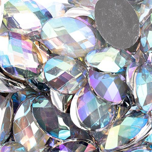 Acrylic Flat Back Rhinestones Oval 18x13mm Crystal AB