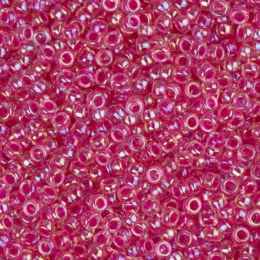 15/0 Miyuki Seed Beads #0355 Crystal Hot Pink Lined AB 22g