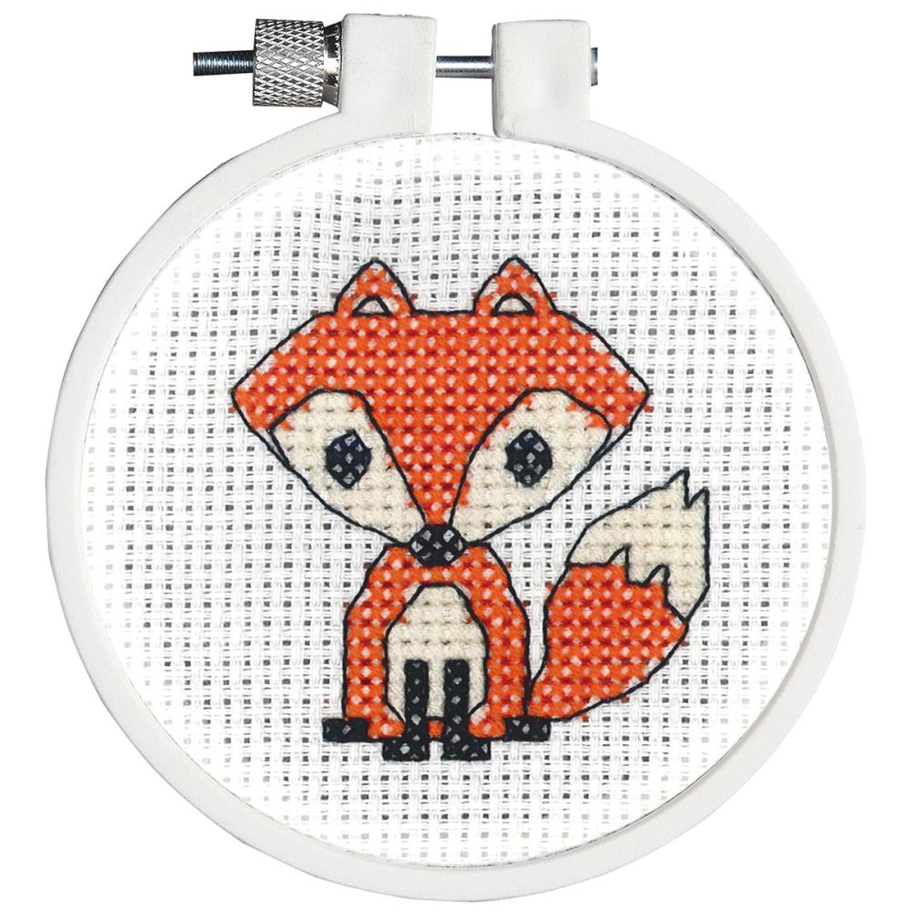 Janlynn/Kid Stitch Mini Counted Cross Stitch Kit 3" Round Fox