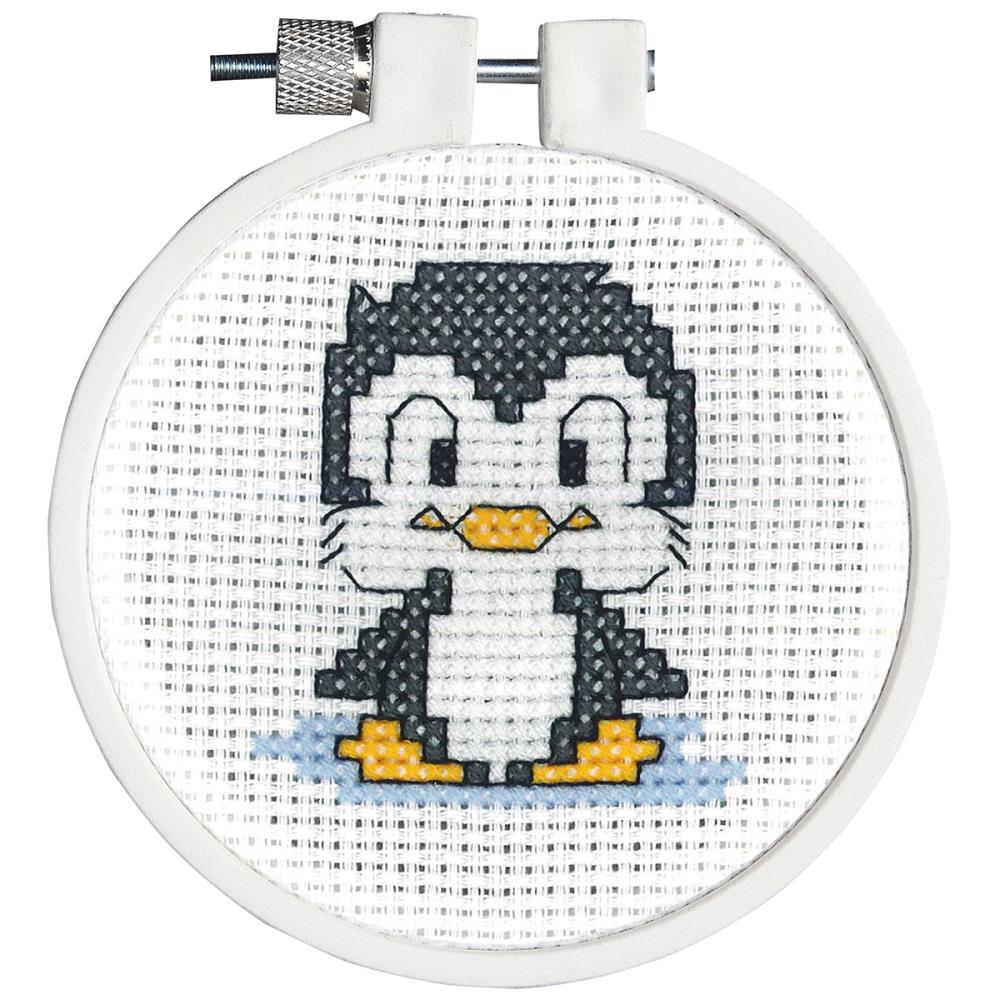 Janlynn/Kid Stitch Mini Counted Cross Stitch Kit 3" Round Penguin