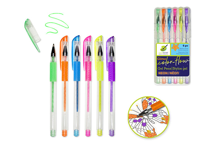 Color Factory Tool: Color-Flow Glitter Gel Pen 'Living In Color' Premium NEONS