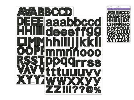 Scrapbook Stickers: 1 3/16" Alpha x126 (2sht) A) Black