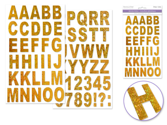 Paper Craft Stickers: 14.5cmx24cm Chipboard Glitter Letters 2sheets Gold Glimmer