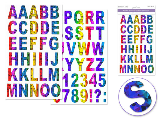 Paper Craft Stickers: 14.5cmx24cm Chipboard Glitter Letters 2sheets Rainbow Holographic