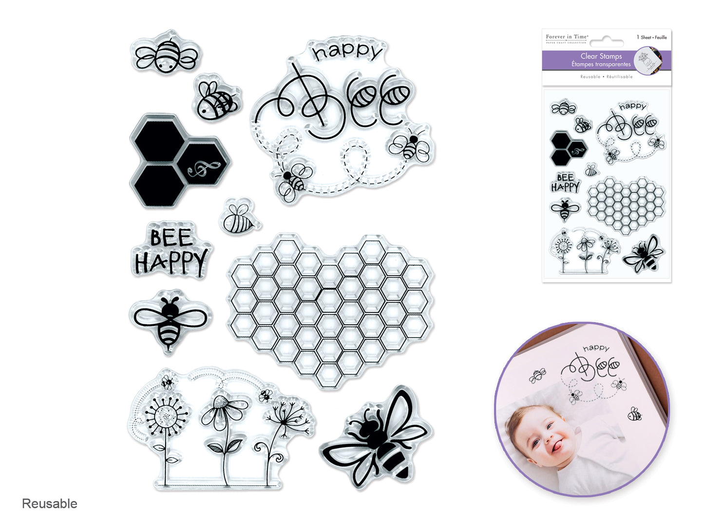 Clear Stamps:  Reusable