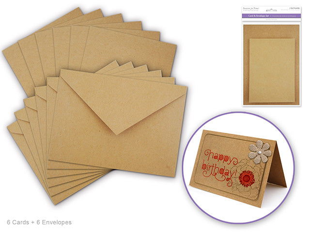 Forever in Time  Cardmaking: 4.5"x6" Cards + Envelopes 6sets A6 Natural