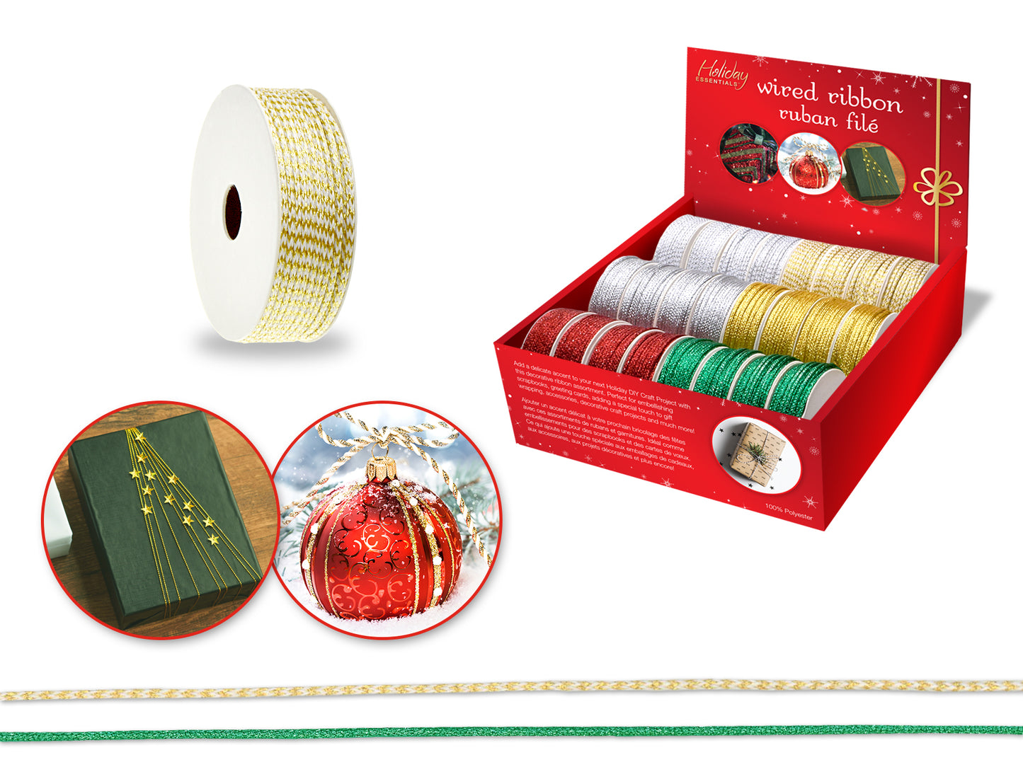 Seasonal Décor: 2mm Wired Ribbon 3yrd Rolls