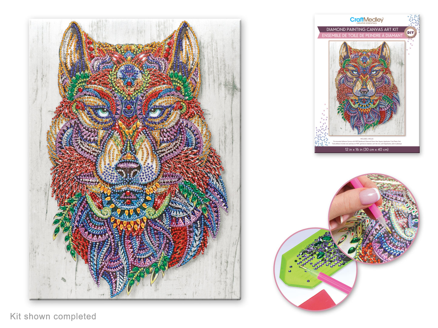 Craft Medley Diamond Painting Canvas Art Kit-Wolf