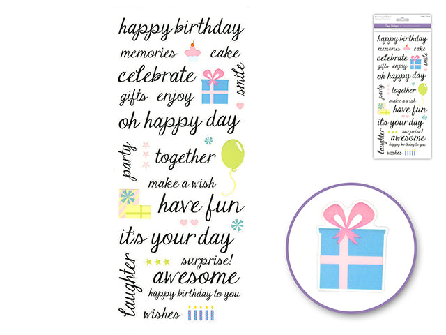 Paper Craft Sticker: 5"x12" Words & Sayings 'Clear' Photo Safe