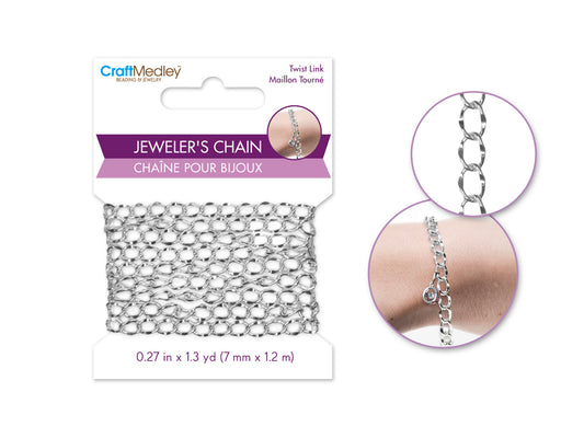 Jewelry Findings: 7mmx5mm Jeweler's Chain 1.2m Silver