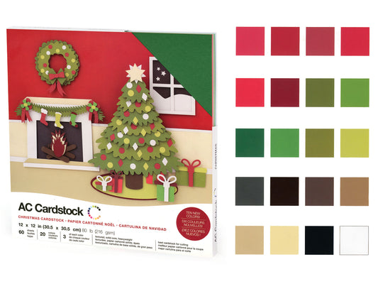 Holiday Cardstock: 12"x12" 80lb Multi-Packs Asst  A) Christmas Pack