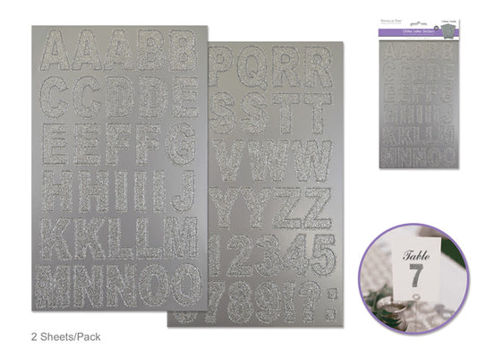 Paper Craft Stickers: 14.5cmx24cm Chipboard Glitter Letters 2sheets D) Silver