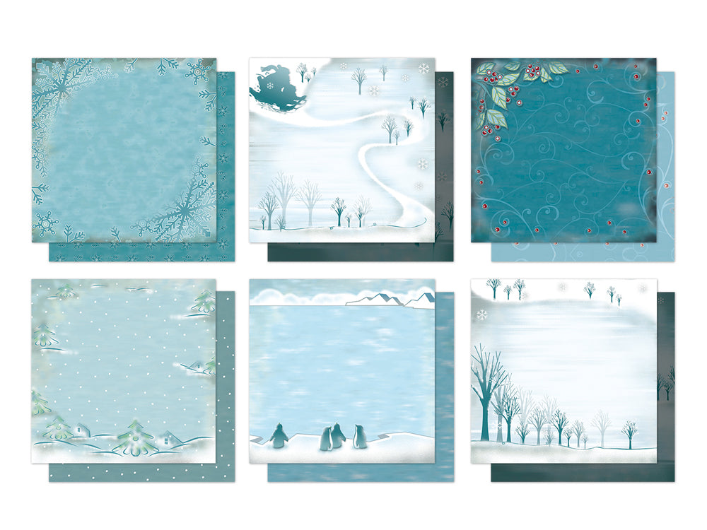 Holiday Cardstock: 12"x12" Glitter Embossed Dble-Sided Winter Wonderland