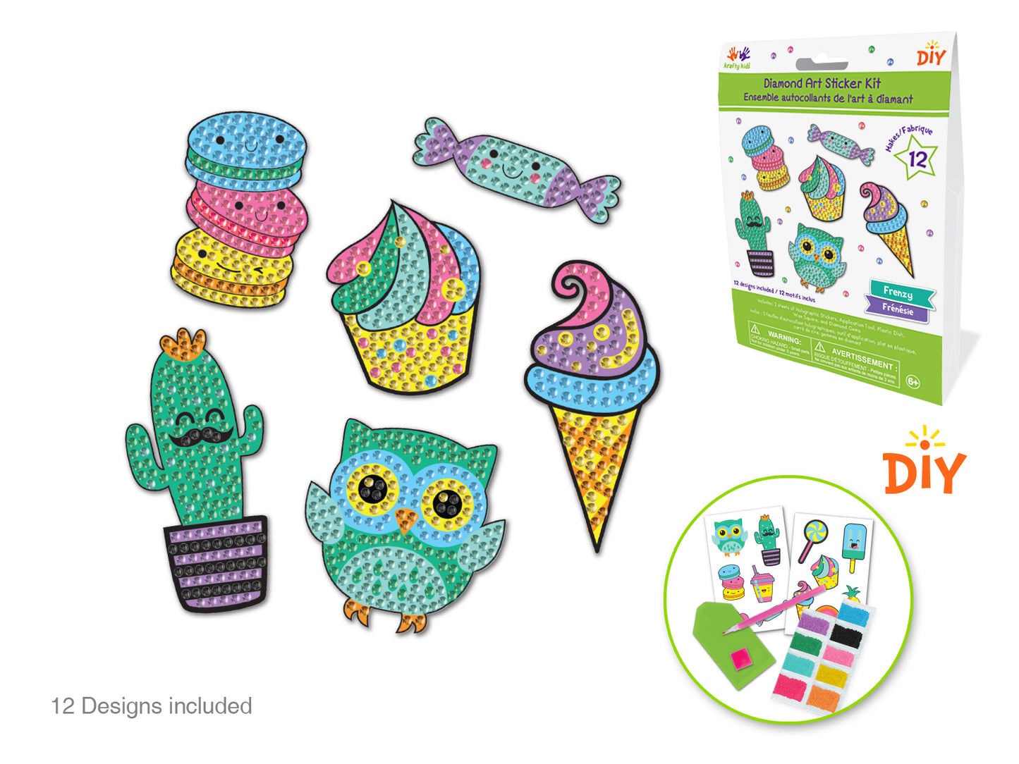 Krafty Kids Kit: Diamond Painting DIY Sticker Kit 2 Sheets