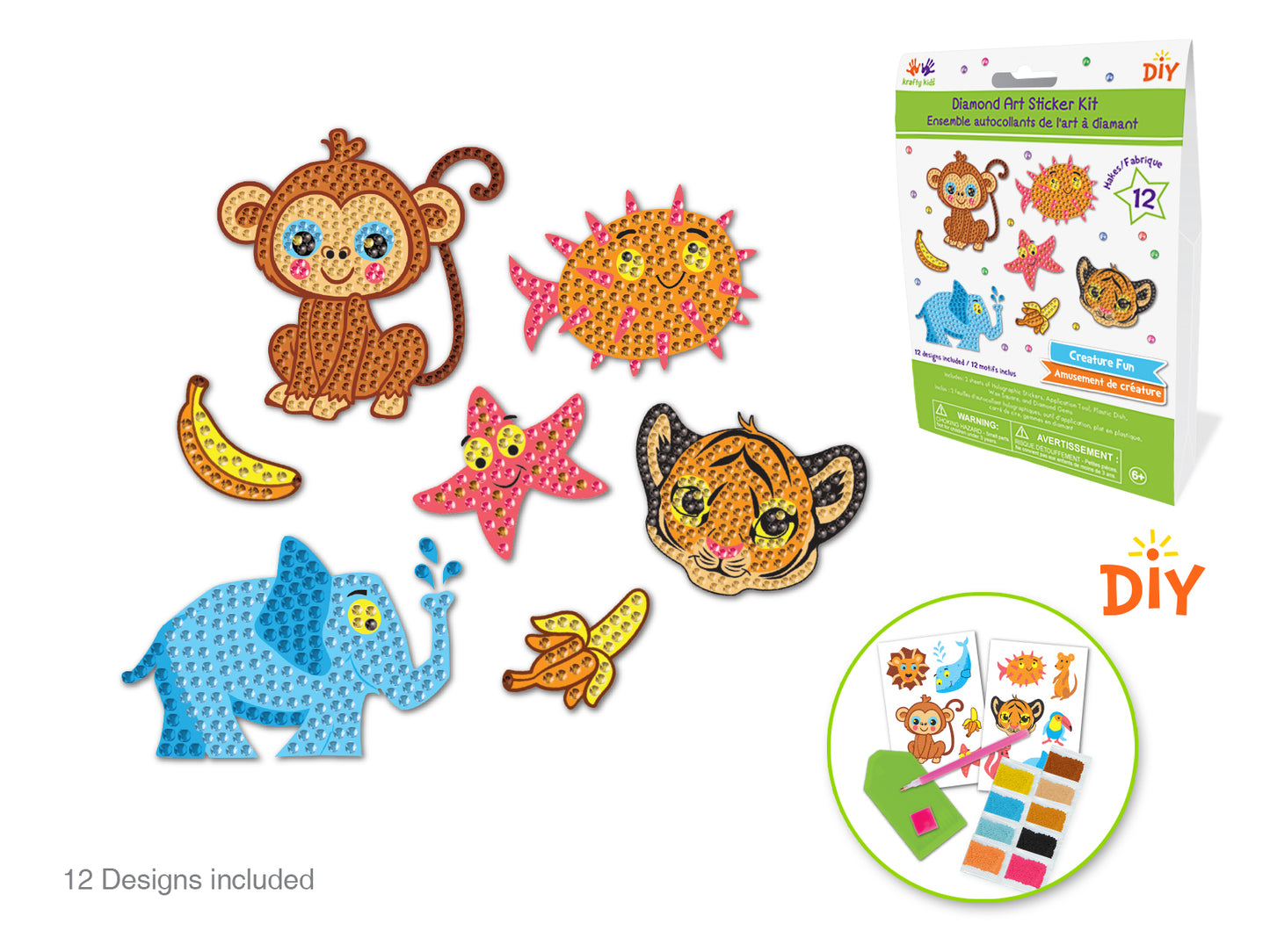 Krafty Kids Kit: Diamond Painting DIY Sticker Kit 2 Sheets