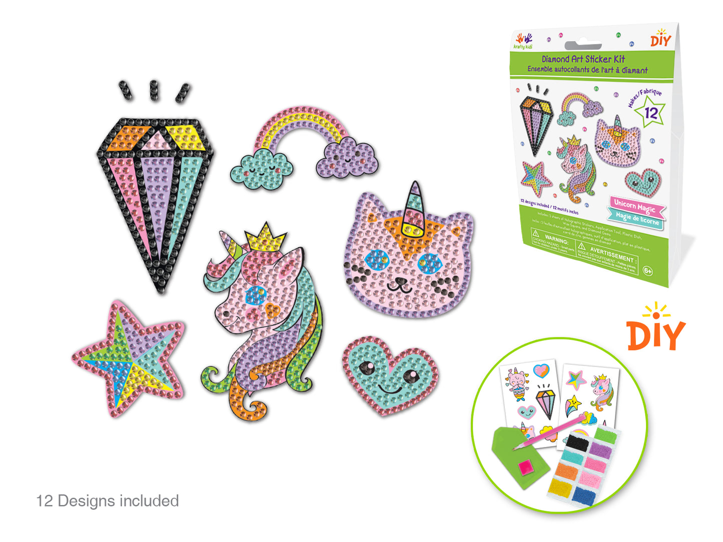 Krafty Kids Kit: Diamond Painting DIY Sticker Kit 2 Sheets