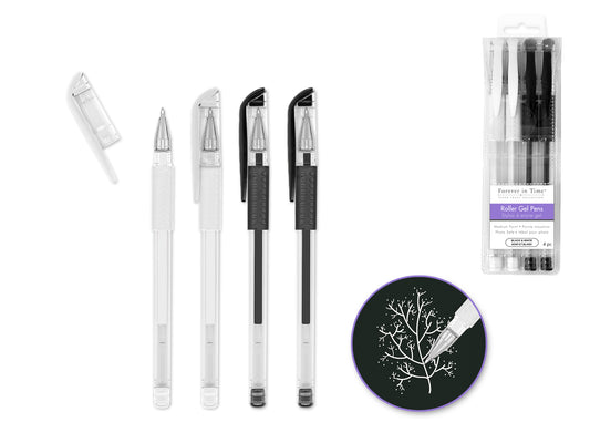 Scrapbook Gel Pens: 4/pack Acidfree Assorted PhotoSafe - Black & White