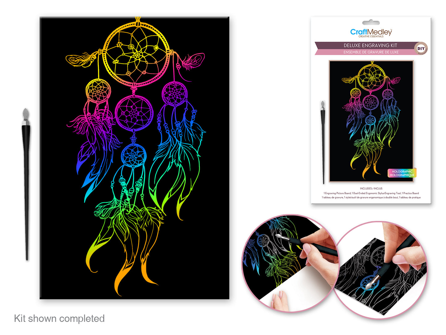 Craft Medley Kit: Deluxe Engraving Art DIY Kit Holographic~ Dream Catcher