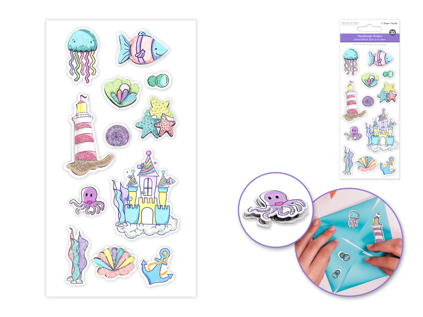 Handmade Sticker: 3D Glitter Cardstock Elements 250gsm