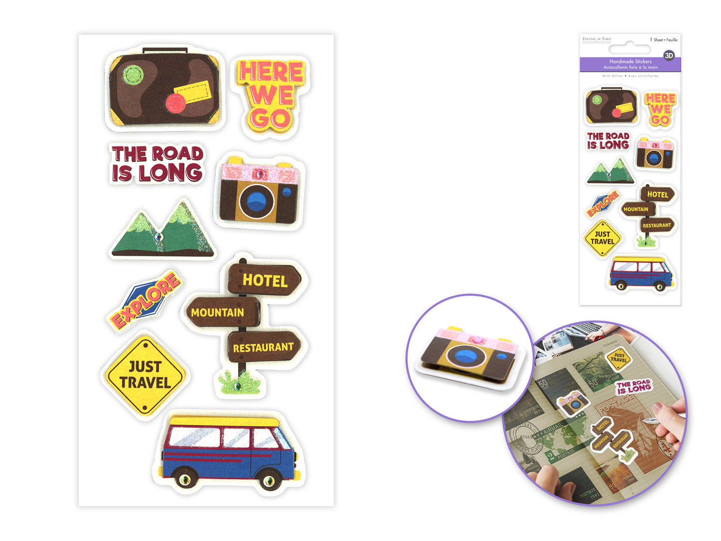 Handmade Sticker: 3D Glitter Cardstock Elements 250gsm